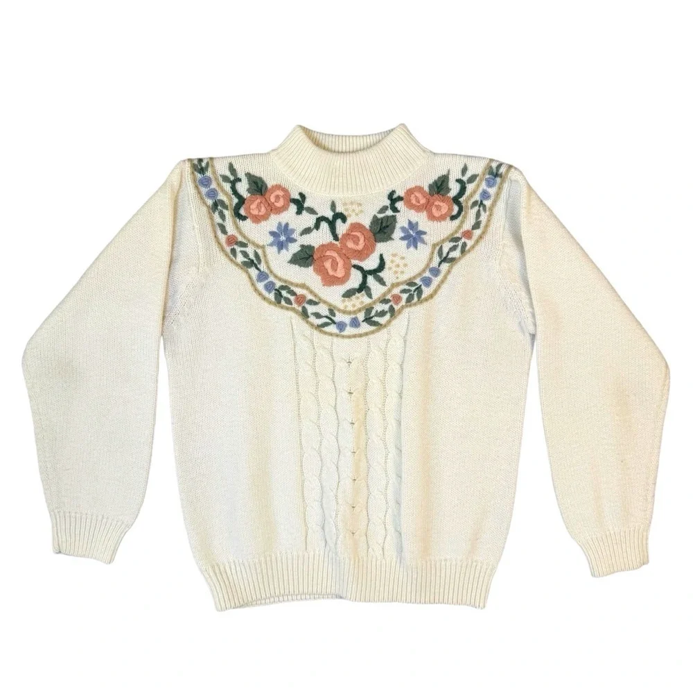 Vintage Alfred Dunner Grandmacore Pullover Sweater Womens Size Petite Medium - Picture 1 of 6